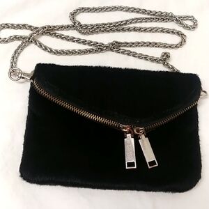 Free People Faux Fur Small Handbag/Clutch Crossbody